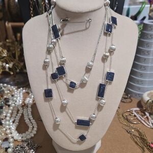 Elegant Silver and Blue Necklace